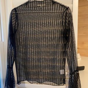 Oak + Fort striped mesh shirt